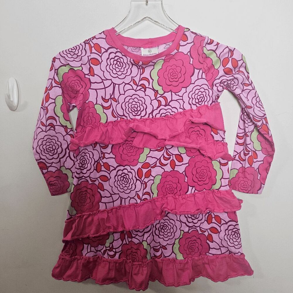 Hanna Andersson Floral Long Sleeve Ruffled Dress NWT Girls Multicolor Size 120